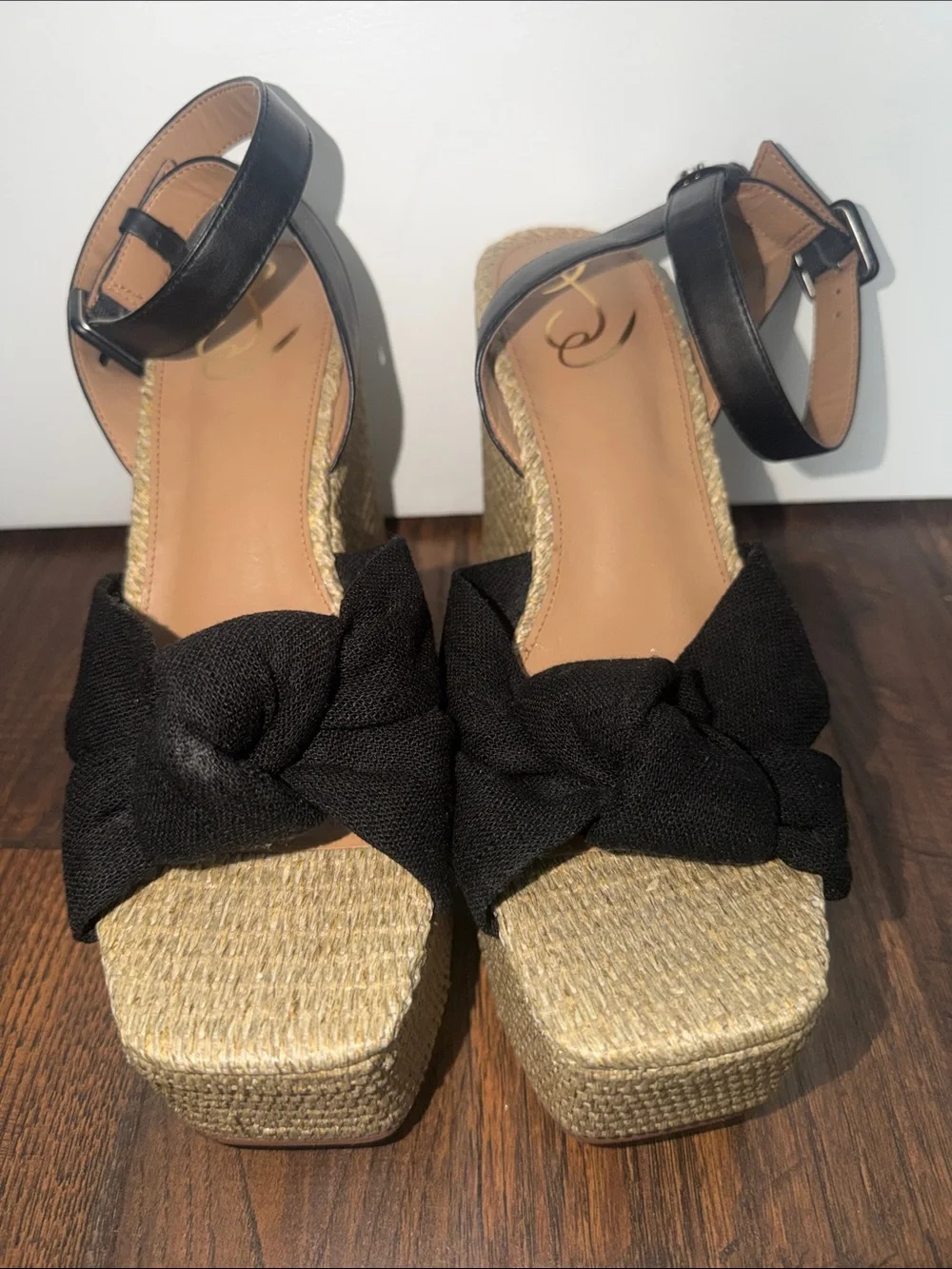 Sam Edelman Black Knotted Espadrille Platform Sandals - Women NWOT